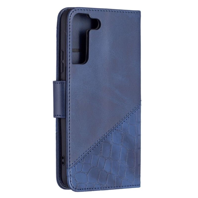 Capa Flip Para Samsung Galaxy S22 Plus 5G Efeito Clássico De Pele De Crocodilo