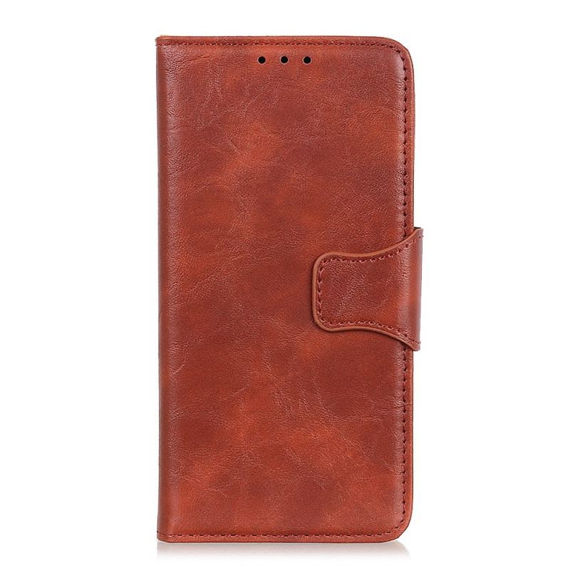 Capa Flip Para Samsung Galaxy S22 Plus 5G Fecho Reversível De Couro Rachado