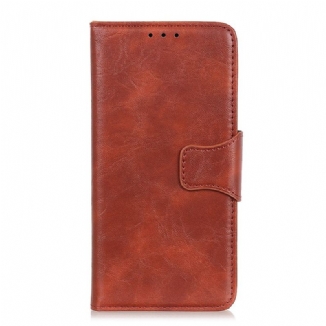 Capa Flip Para Samsung Galaxy S22 Plus 5G Fecho Reversível De Couro Rachado