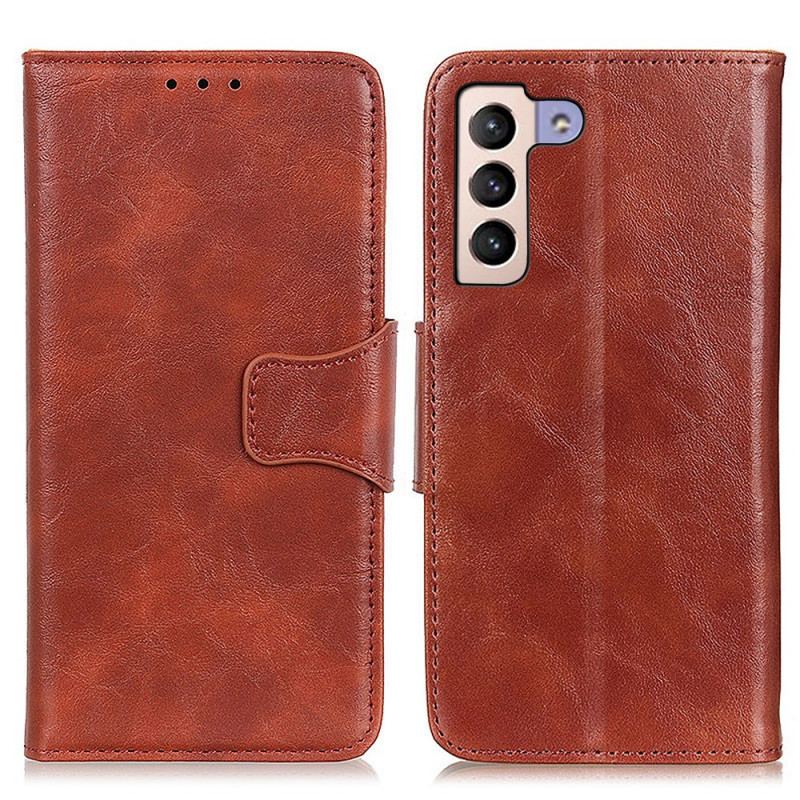 Capa Flip Para Samsung Galaxy S22 Plus 5G Fecho Reversível De Couro Rachado