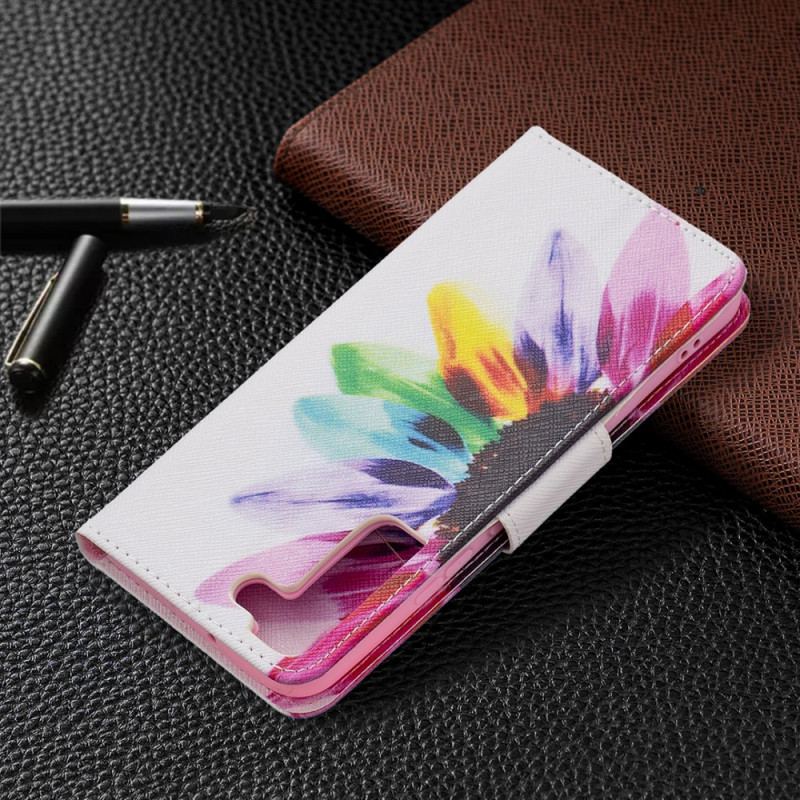 Capa Flip Para Samsung Galaxy S22 Plus 5G Flor Aquarela