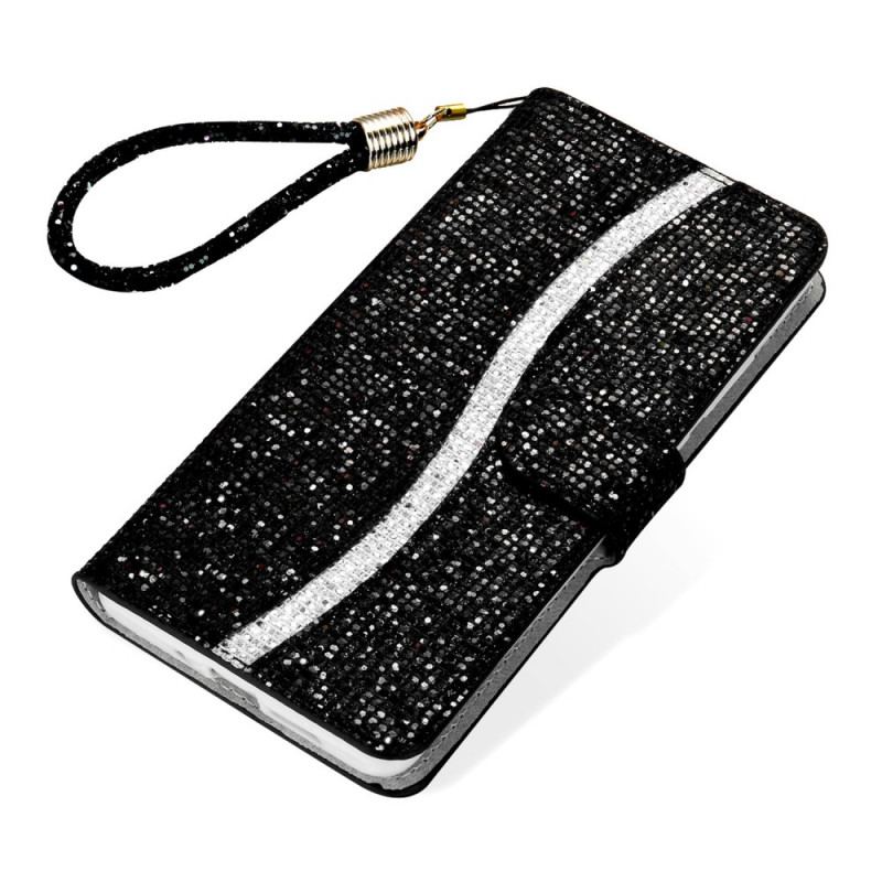 Capa Flip Para Samsung Galaxy S22 Plus 5G Lantejoulas Design S