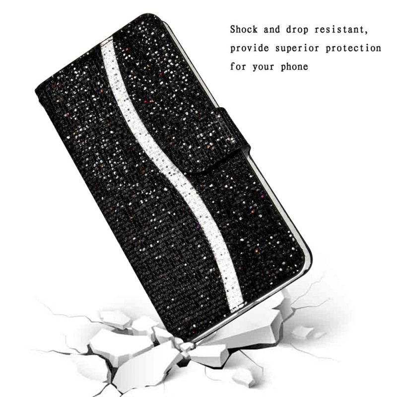 Capa Flip Para Samsung Galaxy S22 Plus 5G Lantejoulas Design S