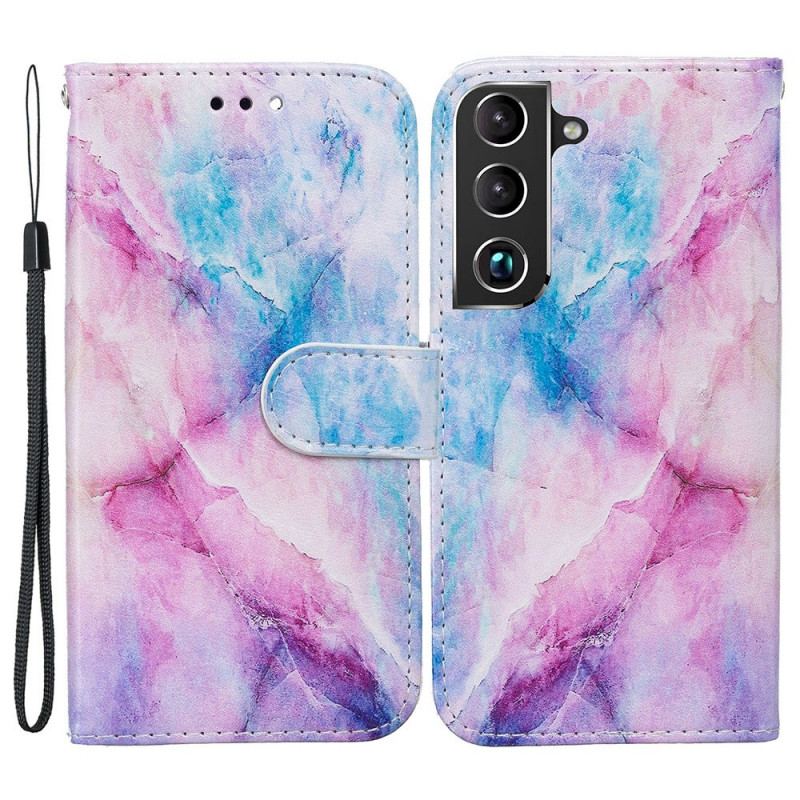 Capa Flip Para Samsung Galaxy S22 Plus 5G Mármore Intenso