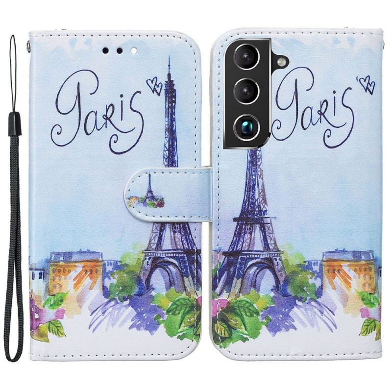 Capa Flip Para Samsung Galaxy S22 Plus 5G Pintando Paris