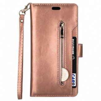 Capa Flip Para Samsung Galaxy S22 Plus 5G Porta-moedas E Cordão