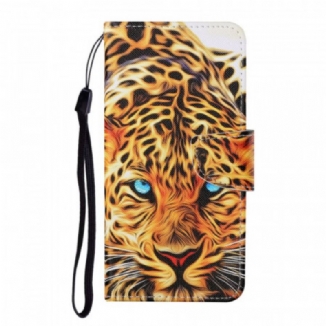 Capa Flip Para Samsung Galaxy S22 Plus 5G Tigre Com Cordão