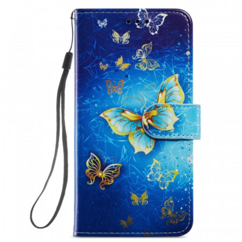 Capa Flip Para Samsung Galaxy S22 Plus 5G Vôo De Borboletas