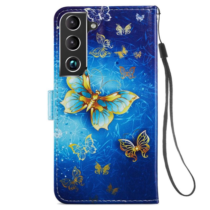 Capa Flip Para Samsung Galaxy S22 Plus 5G Vôo De Borboletas