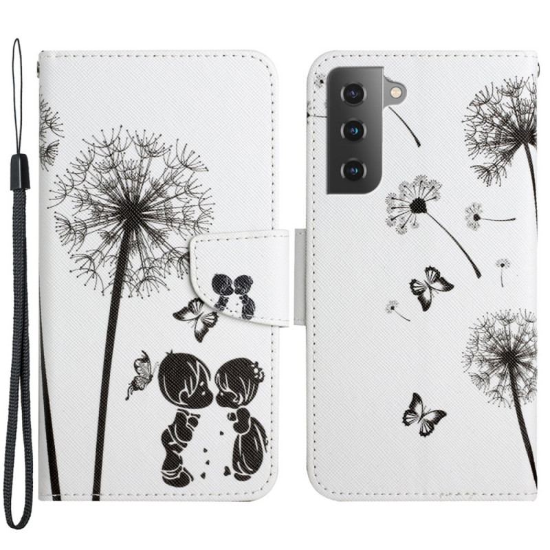 Capa Folio Para Samsung Galaxy S22 Plus 5G Bebê Amor Dente De Leão