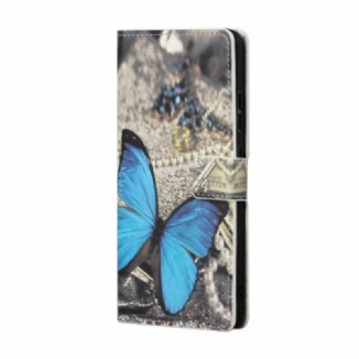 Capa Folio Para Samsung Galaxy S22 Plus 5G Borboleta Prestige Azul