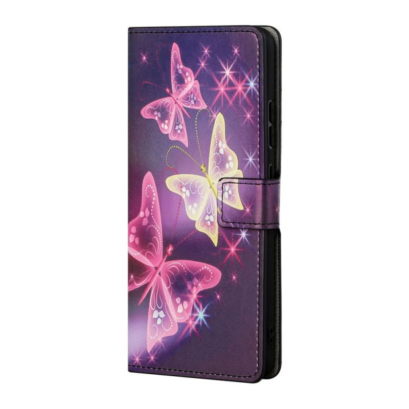 Capa Folio Para Samsung Galaxy S22 Plus 5G Borboletas E Flores