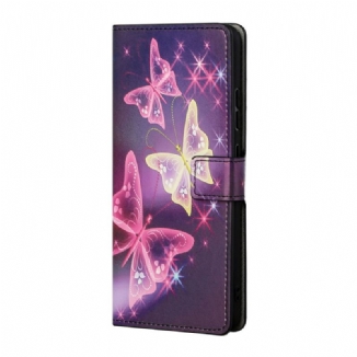 Capa Folio Para Samsung Galaxy S22 Plus 5G Borboletas E Flores