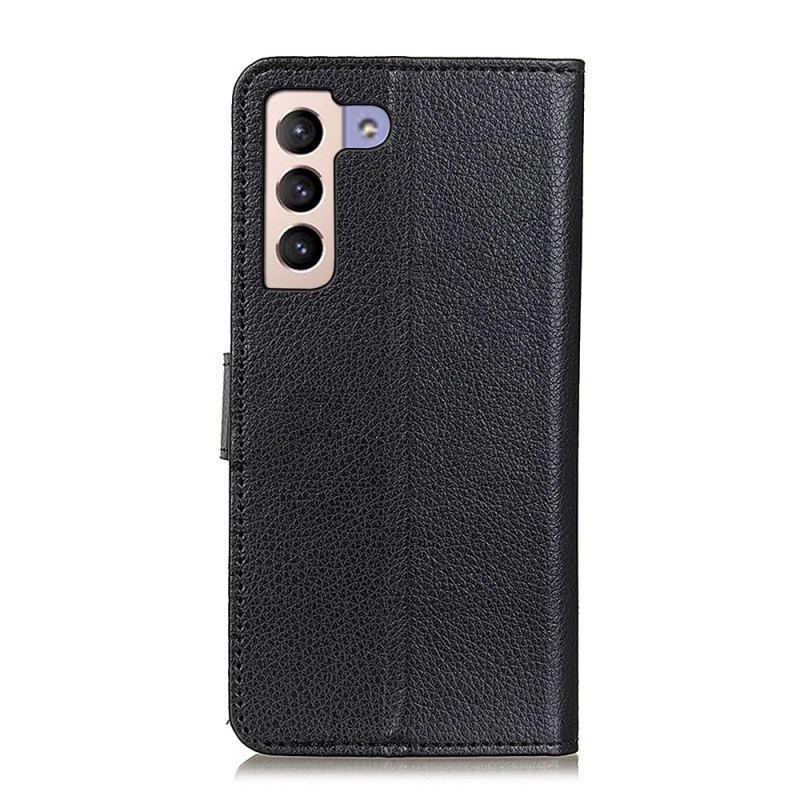 Capa Folio Para Samsung Galaxy S22 Plus 5G Couro Lichia Tradicional