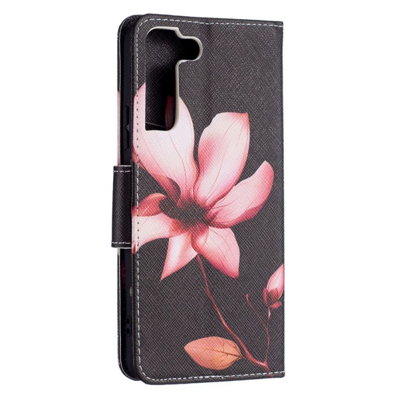 Capa Folio Para Samsung Galaxy S22 Plus 5G Flor Rosa