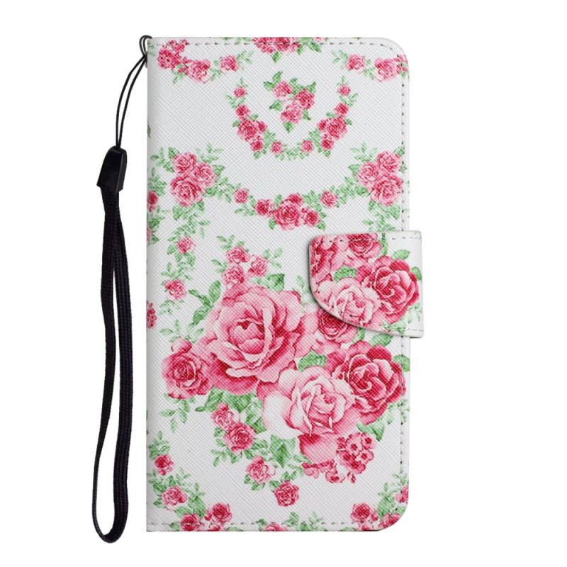 Capa Folio Para Samsung Galaxy S22 Plus 5G Flores Reais Da Liberdade