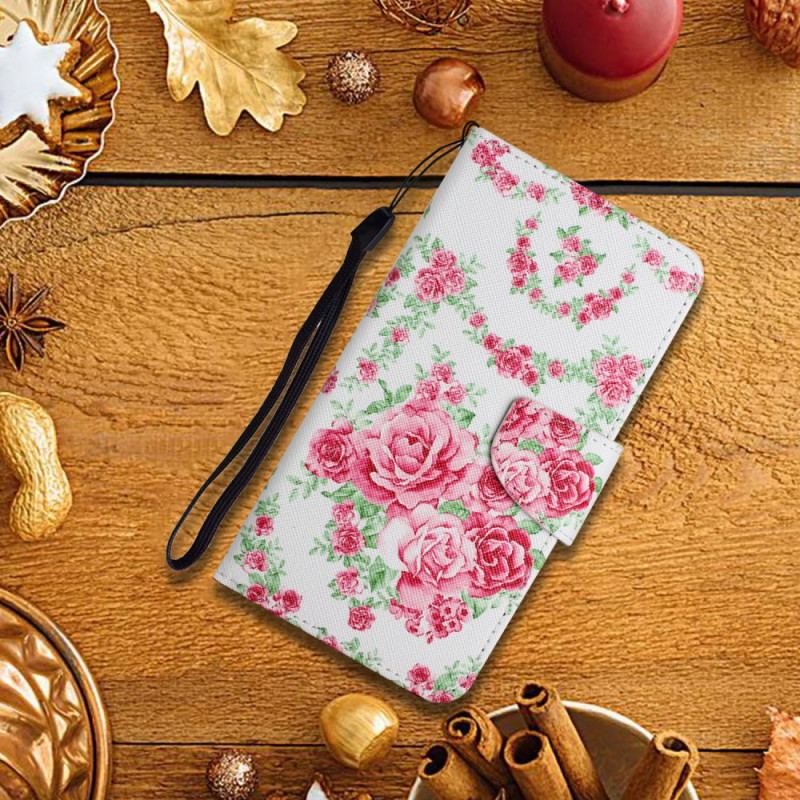 Capa Folio Para Samsung Galaxy S22 Plus 5G Flores Reais Da Liberdade