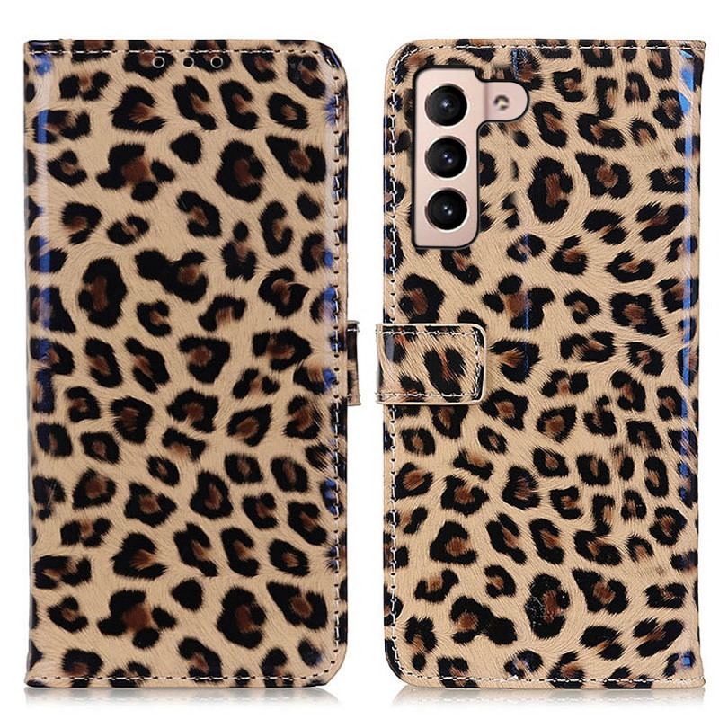 Capa Folio Para Samsung Galaxy S22 Plus 5G Leopardo