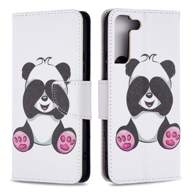 Capa Folio Para Samsung Galaxy S22 Plus 5G Panda Divertido