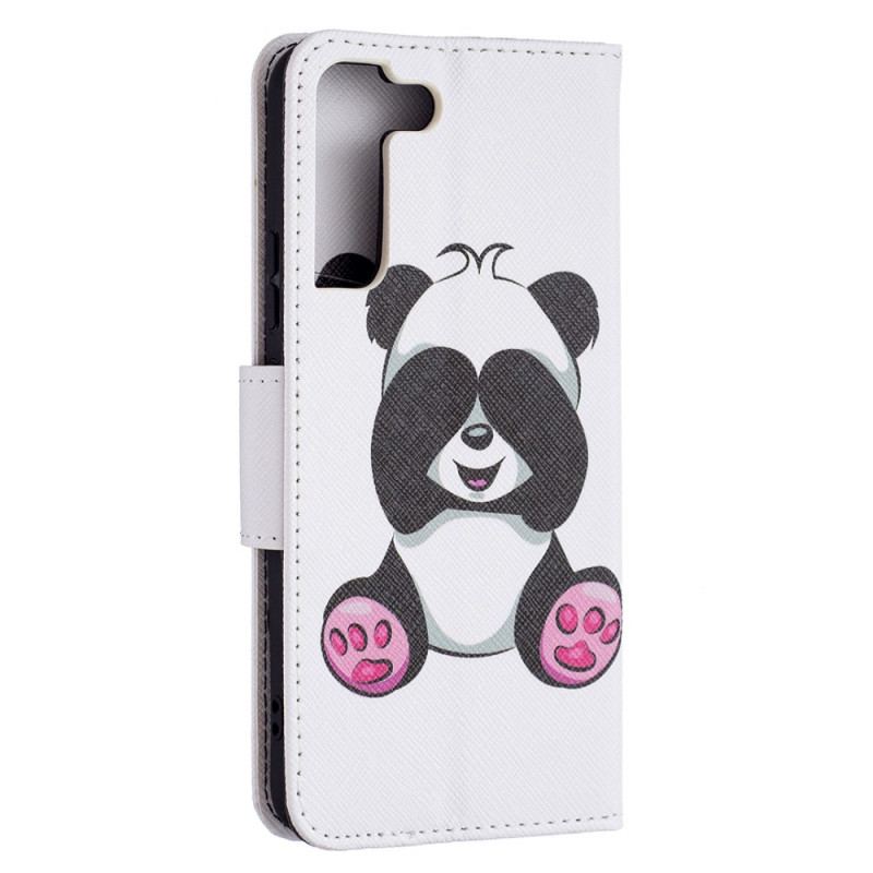 Capa Folio Para Samsung Galaxy S22 Plus 5G Panda Divertido