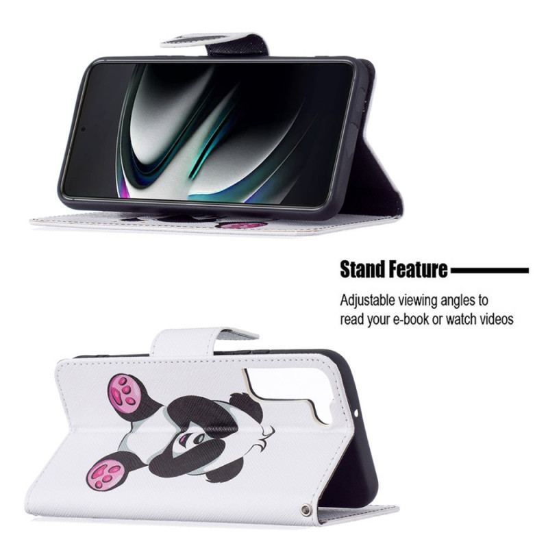 Capa Folio Para Samsung Galaxy S22 Plus 5G Panda Divertido