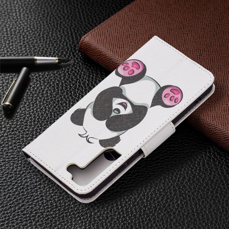 Capa Folio Para Samsung Galaxy S22 Plus 5G Panda Divertido