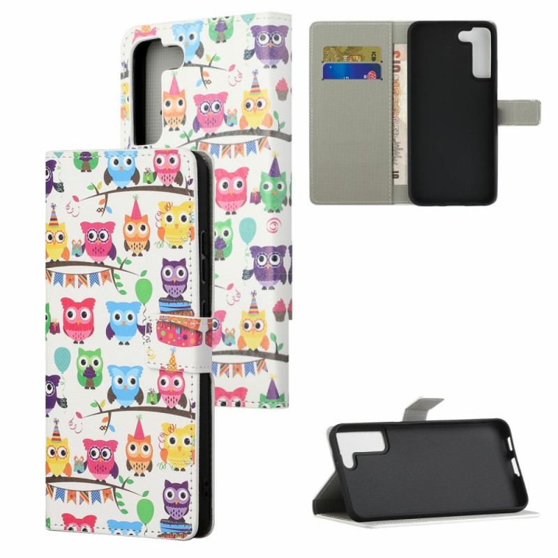 Capa Folio Para Samsung Galaxy S22 Plus 5G Várias Corujas