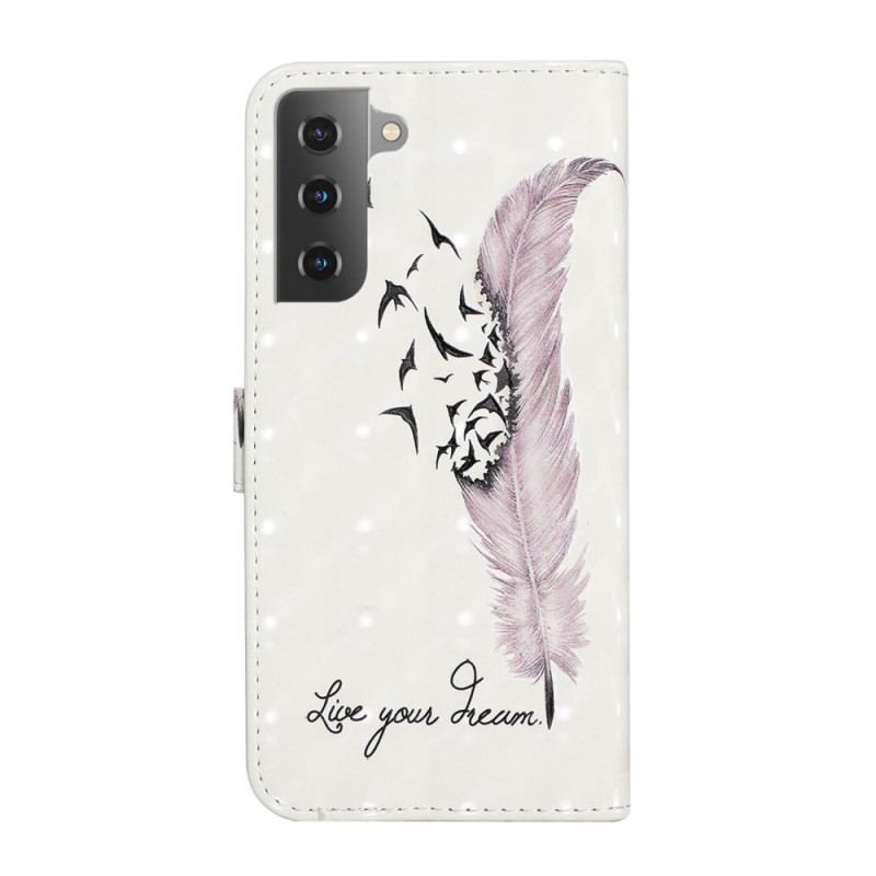 Capa Folio Para Samsung Galaxy S22 Plus 5G Viva Seu Sonho