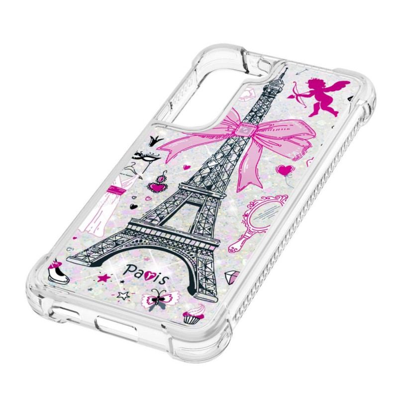 Capa Para Samsung Galaxy S22 Plus 5G As Lantejoulas Da Torre Eiffel