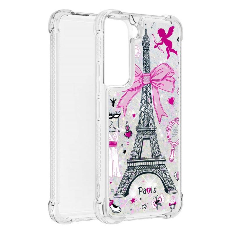 Capa Para Samsung Galaxy S22 Plus 5G As Lantejoulas Da Torre Eiffel