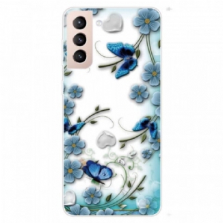 Capa Para Samsung Galaxy S22 Plus 5G Borboletas E Flores Retrô