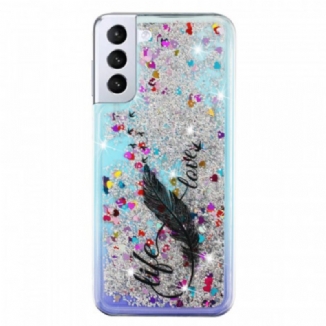 Capa Para Samsung Galaxy S22 Plus 5G Lantejoulas Life & Love