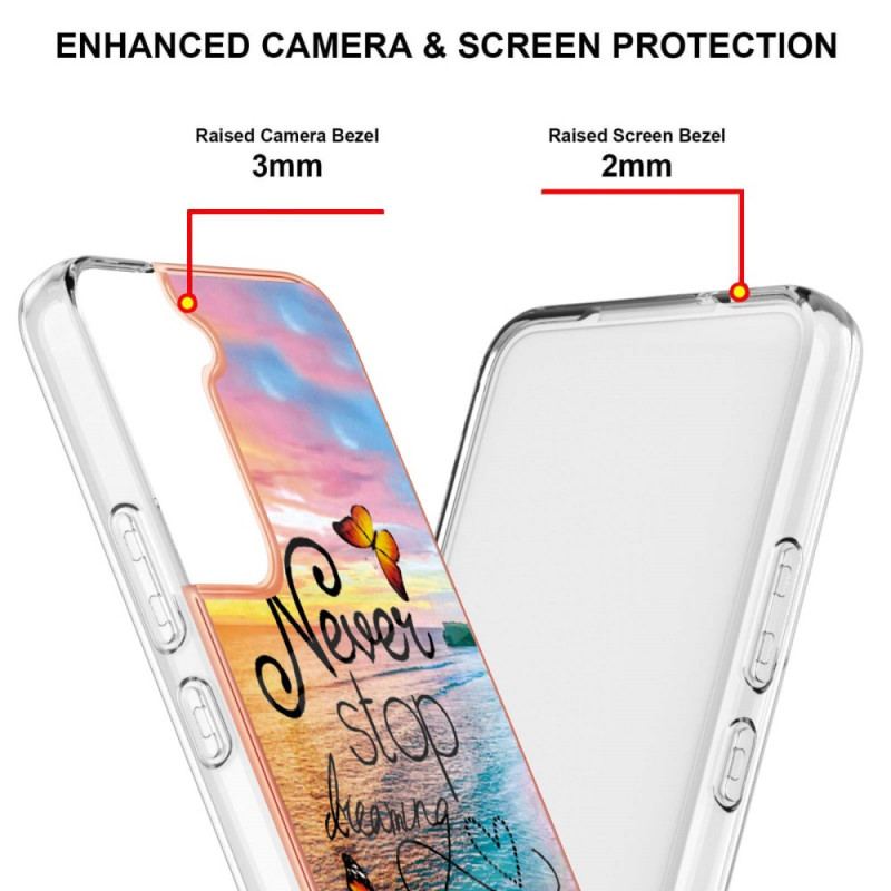 Capa Para Samsung Galaxy S22 Plus 5G Nunca Pare De Sonhar Com Borboletas