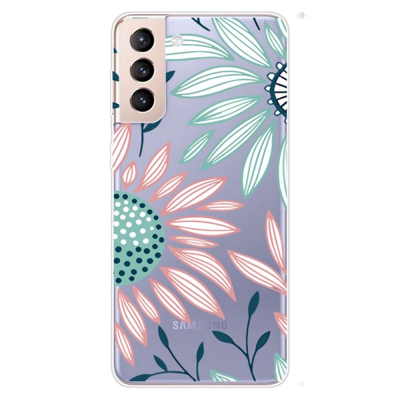 Capa Para Samsung Galaxy S22 Plus 5G Uma Flor Transparente