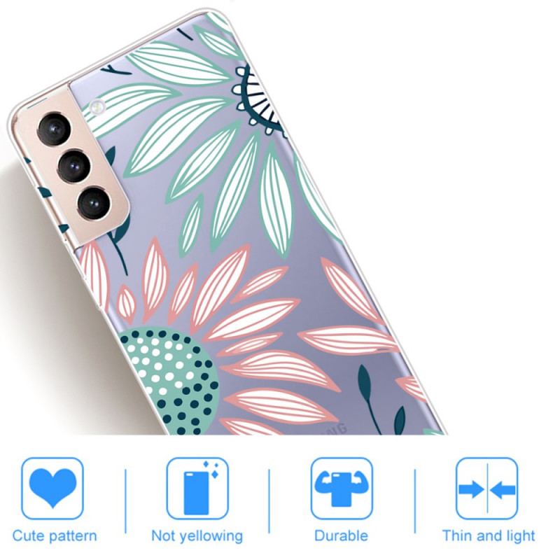 Capa Para Samsung Galaxy S22 Plus 5G Uma Flor Transparente