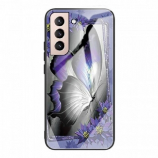 Capa Para Samsung Galaxy S22 Plus 5G Vidro Temperado Borboleta Roxa