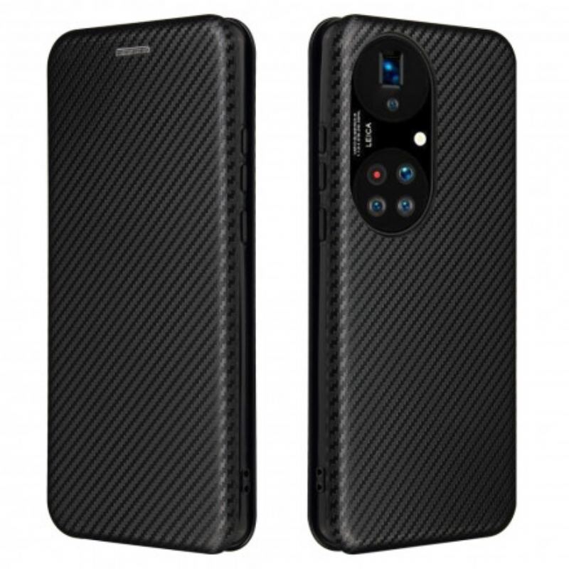 Capa De Celular Para Huawei P50 Pro Flip Fibra De Carbono