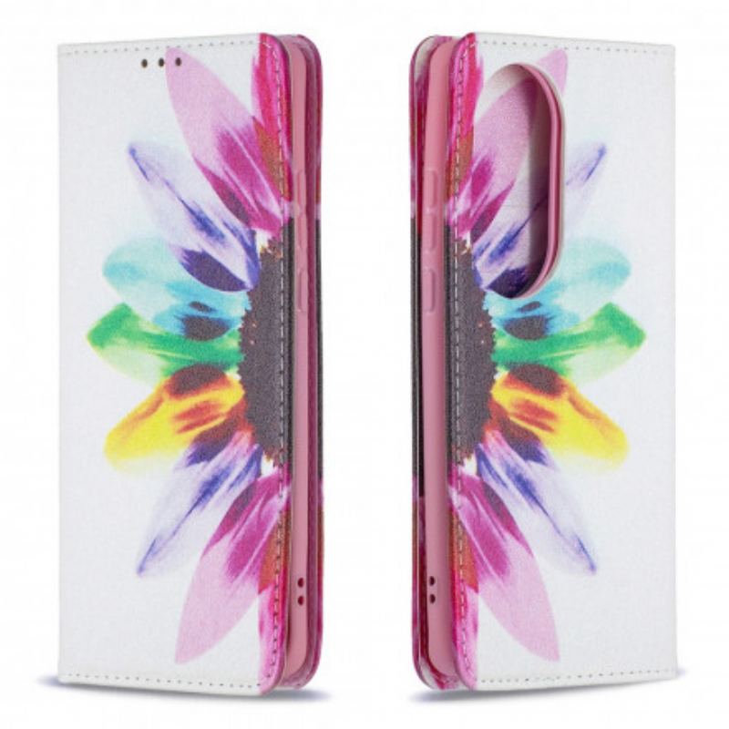 Capa De Celular Para Huawei P50 Pro Flip Flor Aquarela