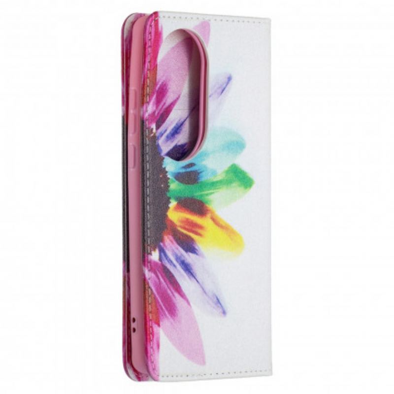 Capa De Celular Para Huawei P50 Pro Flip Flor Aquarela