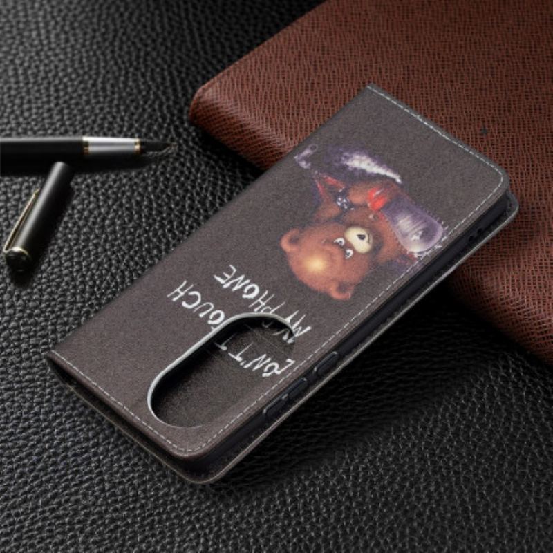 Capa De Celular Para Huawei P50 Pro Flip Urso Perigoso