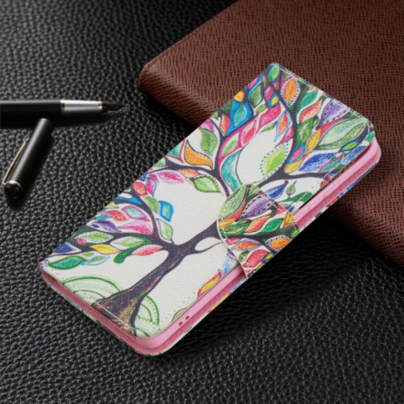 Capa De Couro Para Huawei P50 Pro Árvore Colorida