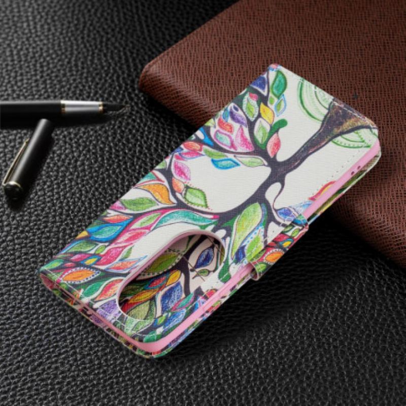 Capa De Couro Para Huawei P50 Pro Árvore Colorida