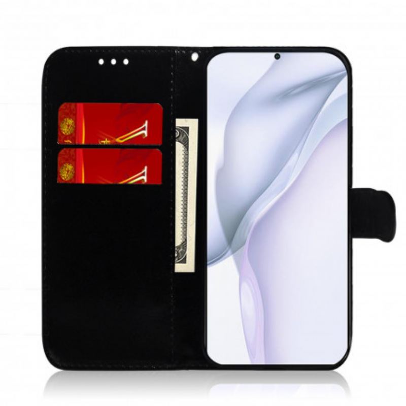 Capa De Couro Para Huawei P50 Pro Capa De Espelho De Couro Sintético