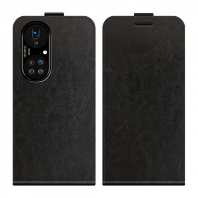 Capa De Couro Para Huawei P50 Pro Flip Efeito De Couro Com Aba Vertical