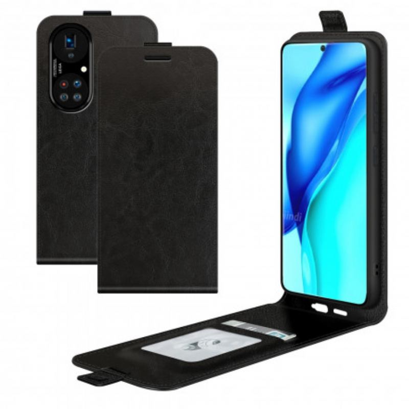 Capa De Couro Para Huawei P50 Pro Flip Efeito De Couro Com Aba Vertical