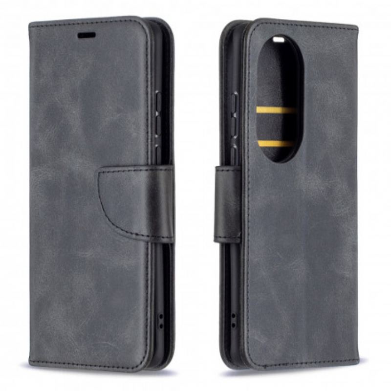 Capa Flip Para Huawei P50 Pro De Couro Retalho Liso Oblíquo