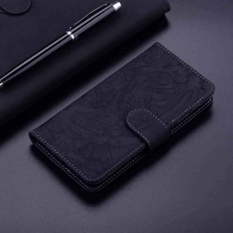 Capa Flip Para Huawei P50 Pro Estampa Cara De Tigre