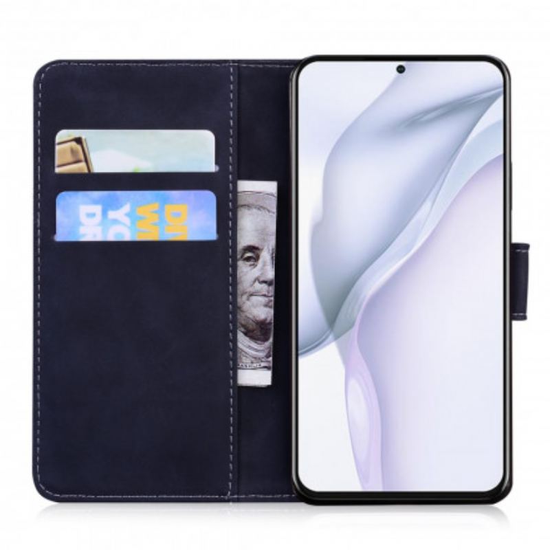 Capa Flip Para Huawei P50 Pro Estampa Cara De Tigre