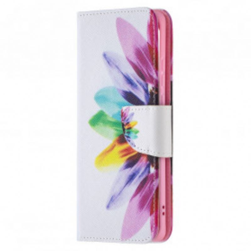 Capa Flip Para Huawei P50 Pro Flor Aquarela