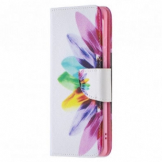 Capa Flip Para Huawei P50 Pro Flor Aquarela